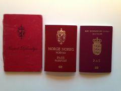 Norsk pass anno 1941 og 2015 samt et dansk pass anno 2013